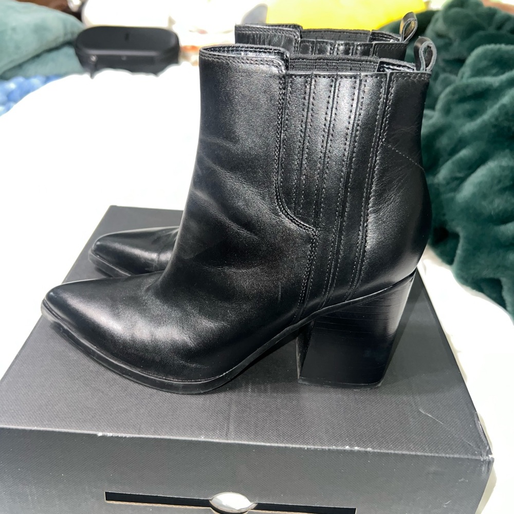 Black leather ankle boots
